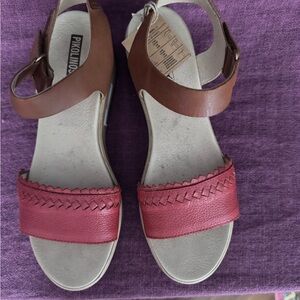 PIKOLINOS Women's Red and Brown Sandals